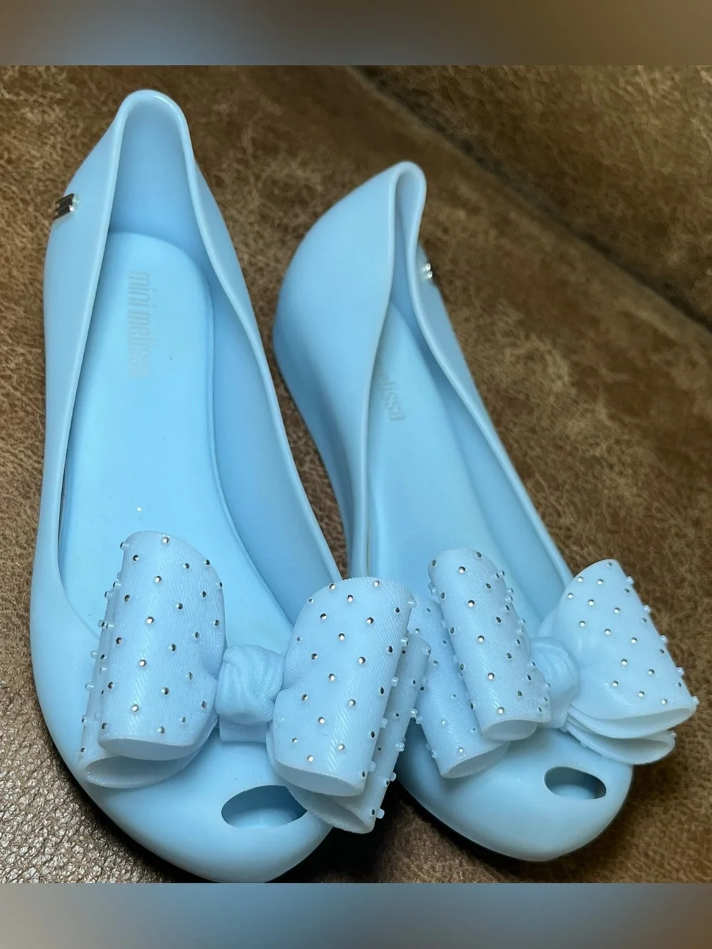 Mini Melissa Ultragirl Sweet XI BB Mary Jane Dress Shoes Blue/SilverDot Bow US 1